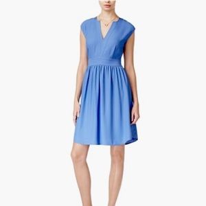 NAVY BLUE Maison Jules cinched waist dress VNeck work dress/ Casual fit Sundress